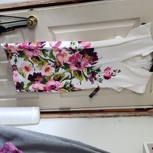 New York & Company Floral Mini Dress - White and Pink
